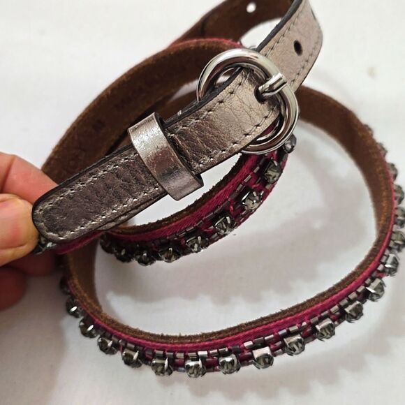 Ann Taylor studded leather pink  belt size medium - Picture 2 of 6